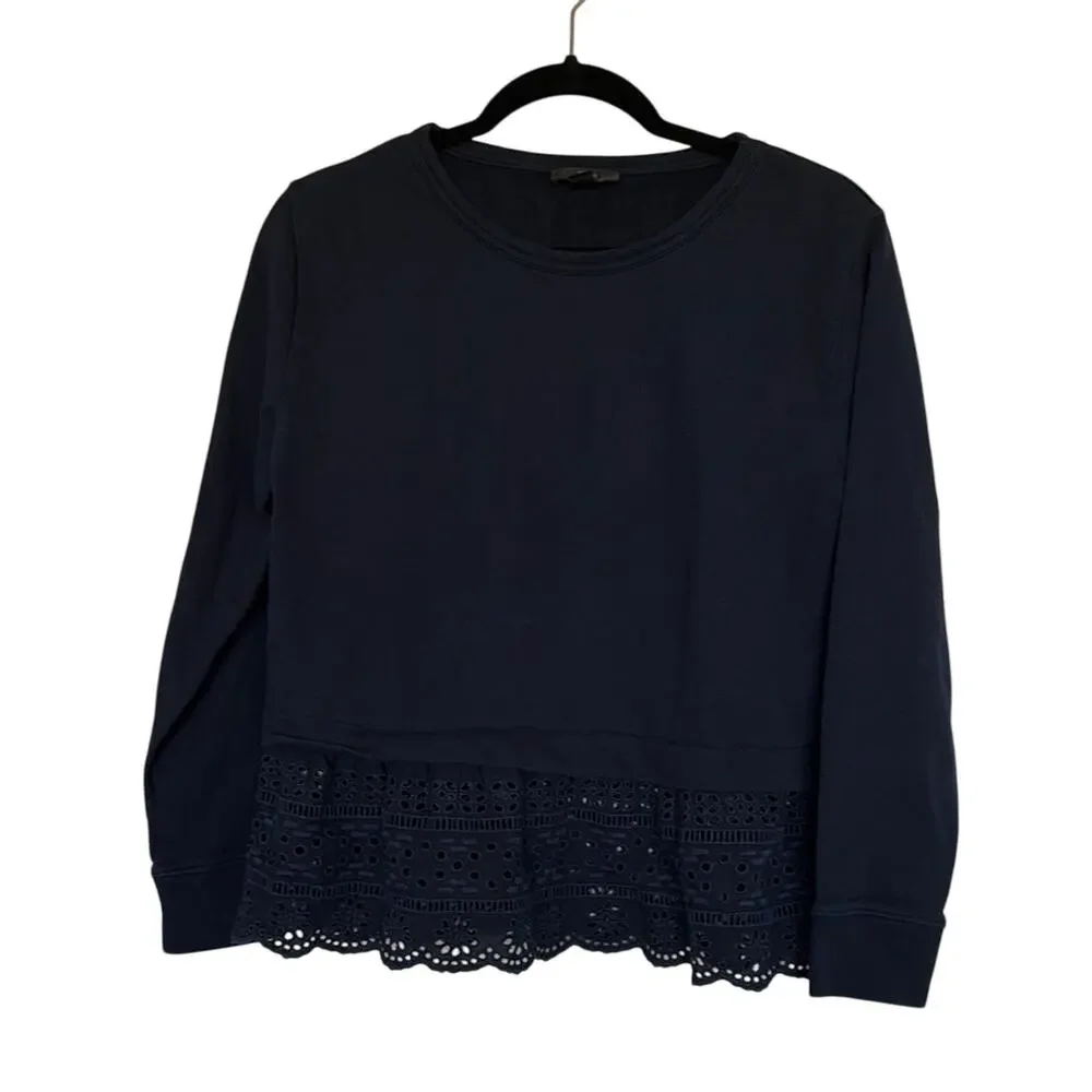 J. Crew Eyelet Hem Sweatshirt, S
